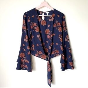 SALE! 𝅺SELF E Macys Floral Long Sleeve Blouse Tie Waist Size Small NEW